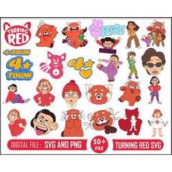 50 turning red svg bundle , turning red clipart images , turning red png svg , cut files , layered files , instant digit