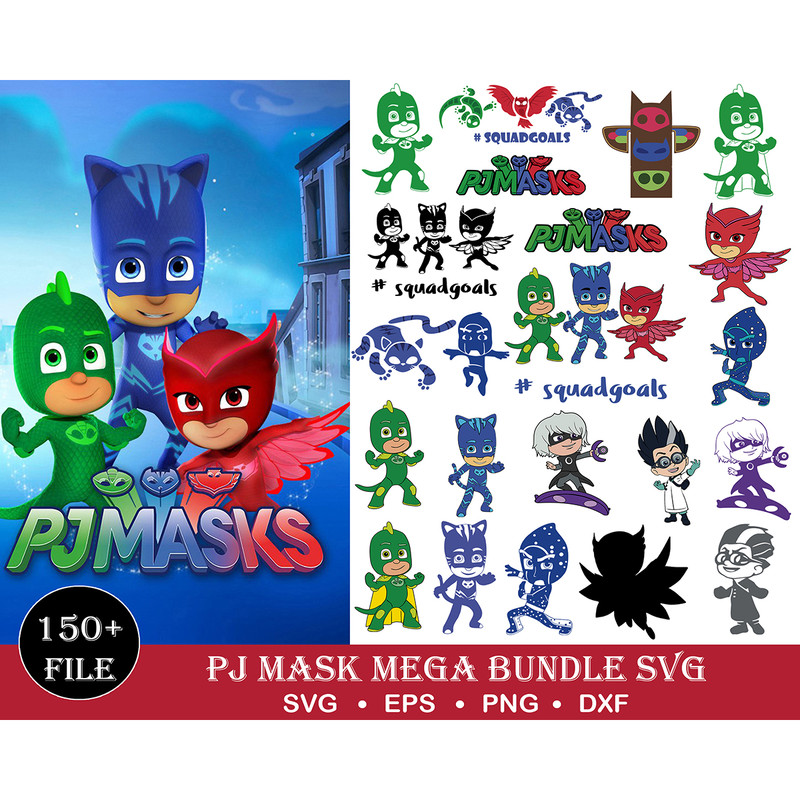 150 PJ Masks Svg Bundle, Pj Masks Svg Cricut, Pj Masks Svg, Pj Masks Svg Layered, Pj Masks Png, Pj Mask, Pj Masks Svg File, Catboy Svg,.jpg