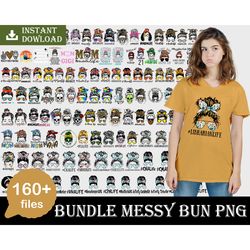 160 messy bun svg, messy bun with glasses svg, momlife svg, mom skull svg, messy bun classy afro woman svg - printable,