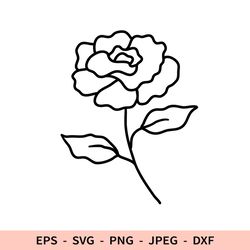 Rose Svg Outline Flower File for Cricut Floral dxf for laser cut