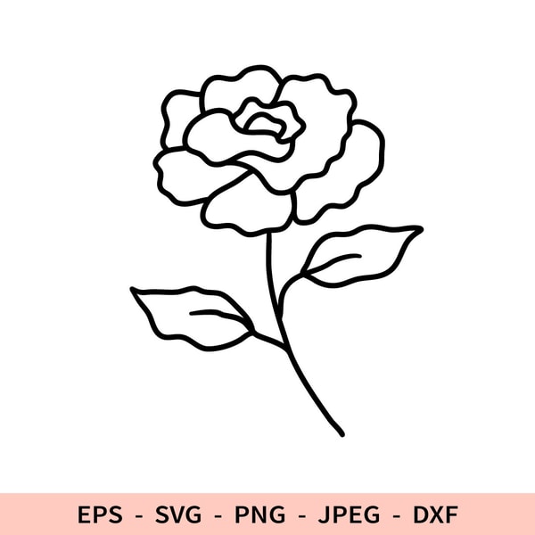 Rose Svg Outline Flower File for Cricut Floral dxf for laser - Inspire ...
