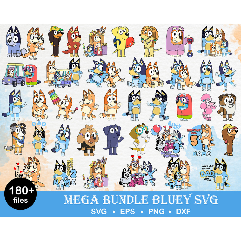 180 Bluey svg, Bluey vector, bluey alphabeth, bluey cutfile, bluey clipart, bluey bundle, Instant download.jpg