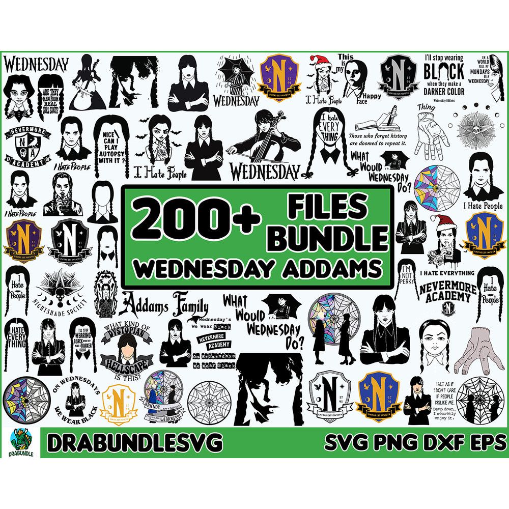 200 Wednesday SVG Bundle, Wednesday Svg, Wednesday addams, The addams family, Wednesday, Sublimation png, Silhouette, cricut Digital Instant Download.jpg