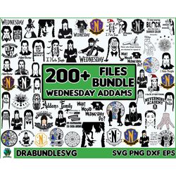 200 wednesday svg bundle, wednesday svg, wednesday addams, the addams family, wednesday, sublimation png, silhouette, cr