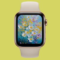 Aesthetic Apple Watch Face Flowers on Canva Apple Watch Wallpaper Floral, Apple Watch Wallpaper Beige, Aesthetic Appl