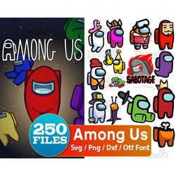 250 among us birthday bundle, among us layered svg_png clipart, among us svg cutting files for cricut silhouette, among