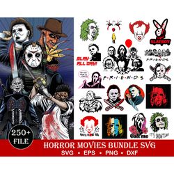 250 horror movie characters svg bundle, freddy svg, scream svg, pennywise svg, michael myers svg, chucky svg, beetle jui