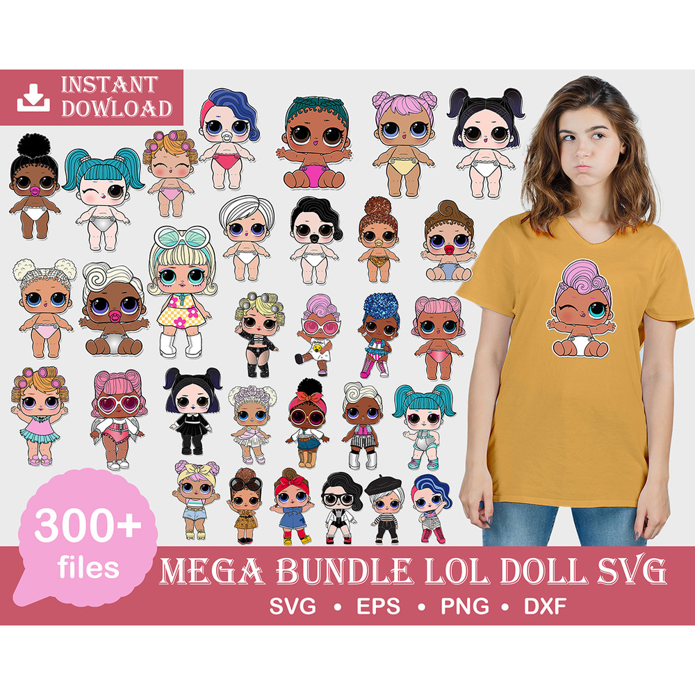 300 Baby Doll Bundle SVG, dolls Svg, Beautiful Doll Png, clipart set vector, New Doll Svg,Jpg,Pngc SvgPngJpg Clipart, Instant download.jpg