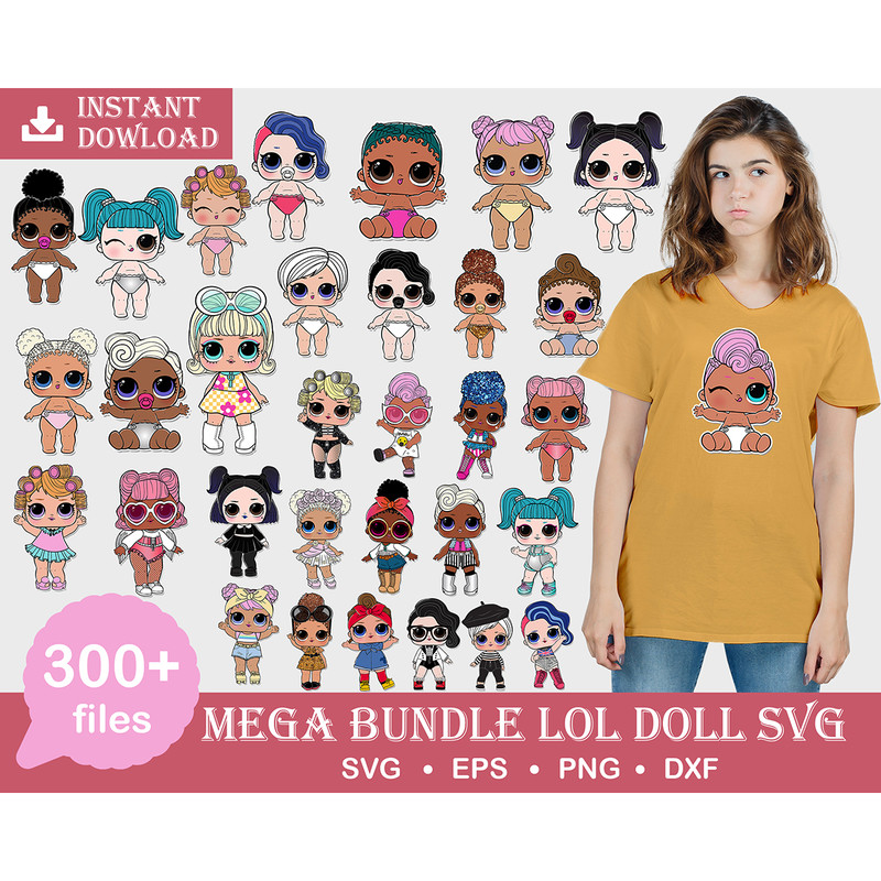 300 Baby Doll Bundle SVG, dolls Svg, Beautiful Doll Png, clipart set vector, New Doll Svg,Jpg,Pngc SvgPngJpg Clipart, Instant download.jpg