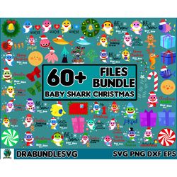 60 christmas svg bundle baby shark svg, dodo shark svg, daddy shark svg, christmas svg, christmas png, christmas tshirt