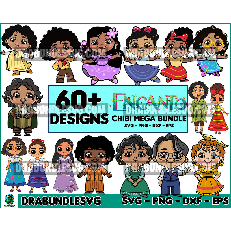 60 Designs Encanto characters Bundle Svg, Encanto Clipart Svg, Encanto chibi Bundle, Encanto Printable t-shirt, Encanto Alphabet, Mirabel Madrigal, Camilo Madri