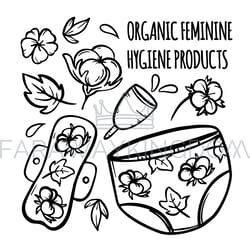 organic feminine hygiene products vector illustration set