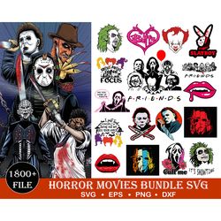 1800 horror movie characters svg bundle, freddy svg, scream svg, pennywise svg, michael myers svg, chucky svg, beetle ju