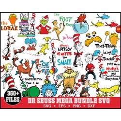 360 dr seuss svg bundle, cat in the hat svg, dr seuss hat svg,green eggs and ham svg, dr seuss for teachers svg, lorax s