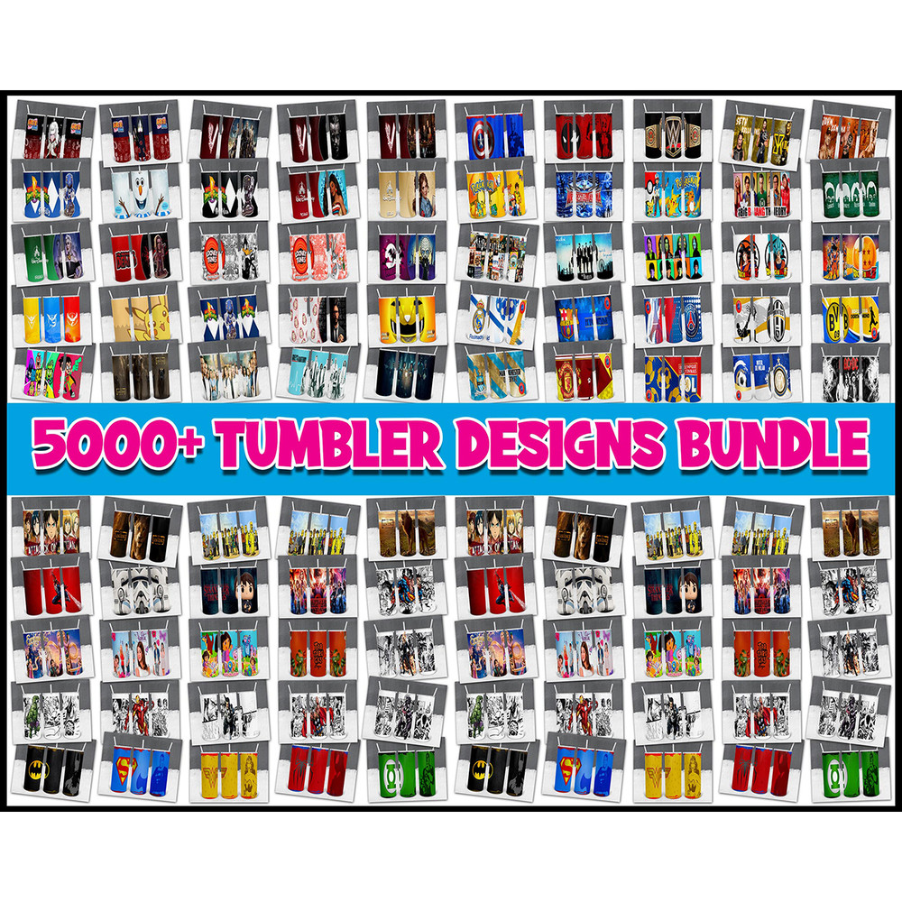 5000 Tumblers Designs 20oz Skinny Straight & Tapered Bundle, Bundle Design Template for Sublimation, Full Tumbler Wrap, PNG Digital.jpg