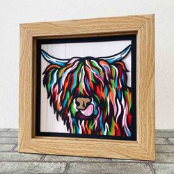 Highland Cow 3D Layered SVG For Cardstock/ Colorful Cow Multilayer SVG/ Cow Mandala Pop Art/ Highland Cow 3D Papercraft