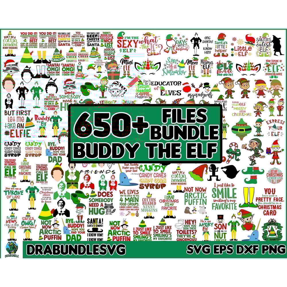 650 Christmas Svg Bundle, Buddy the Elf Svg, Movie Character svg, holiday png bundle, Omg santa svg, will Ferrell svg, Christmas classic svg Digital Instant Dow