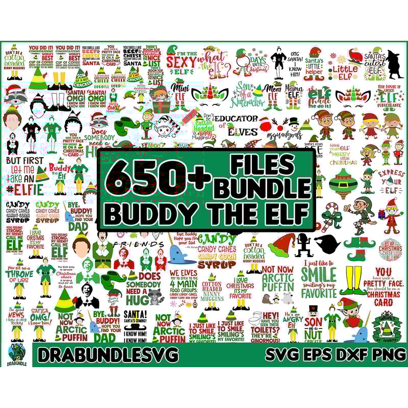 650 Christmas Svg Bundle, Buddy the Elf Svg, Movie Character svg, holiday png bundle, Omg santa svg, will Ferrell svg, Christmas classic svg Digital Instant Dow