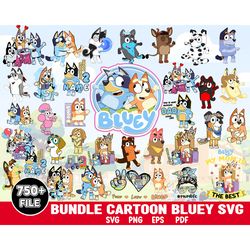 750 bluey svg, bluey vector, bluey alphabeth, bluey cutfile, bluey clipart, bluey bundle instant download
