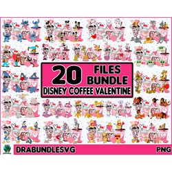 coffee drink valentine's day png, 20 file valentine's coffee bundle png, cartoon character design png, valentine's day p
