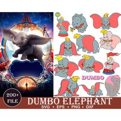 dumbo svg, 200 files, bundle svg, bundle dumbo elephant svg for cricut, svg silhouette dxf, png, dumbo quotes file, disn