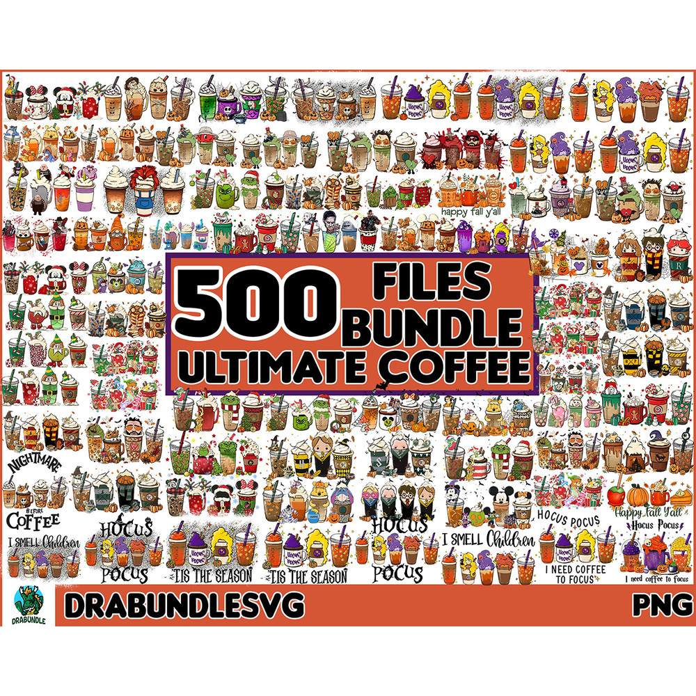 Ultimate Coffee Bundle Png, Coffee Christmas Png, Coffee Halloween Png, Coffee Fall Png, Villains Latte, Fall Latte Png, Horror Movies Png, Sublimation Designs,