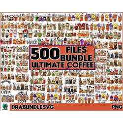 ultimate coffee bundle png, coffee christmas png, coffee halloween png, coffee fall png, villains latte, fall latte png,