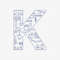 Letter K cross stitch pattern