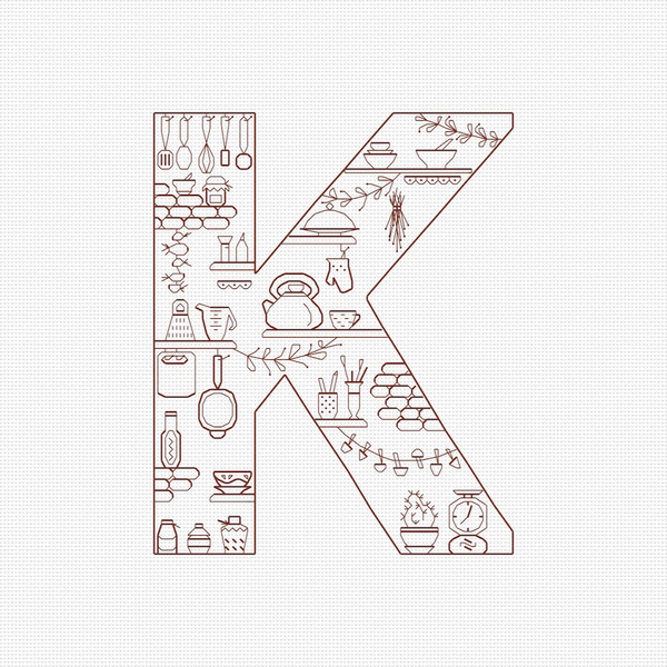 Letter K embroidery pattern