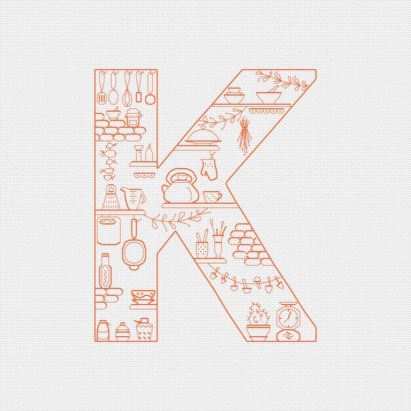 Letter K cross stitch pattern-2