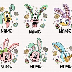 bundle custom happy easter svg, easter svg, mouse and friends svg, easter bunny ear svg, easter vibes svg, easter shirt