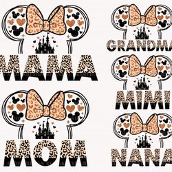 mama mouse leopard bundle svg, family vacation svg, mother's day svg, vacay mode svg, mama shirt, magical castle svg, gi
