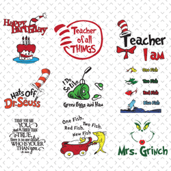dr seuss bundle svg, dr seuss svg, dr seuss vector, dr seuss clipart, dr seuss birthday, dr seuss cat svg, dr seuss fish