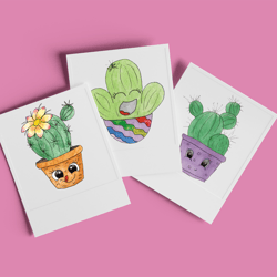 Cactus family Watercolor clipart, PNG