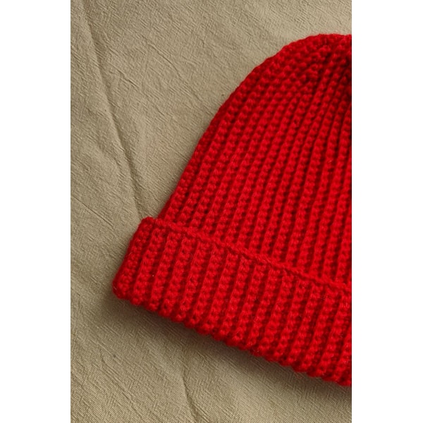 Crocheted red rib hat - Inspire Uplift