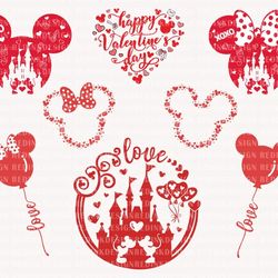 mouse valentine bundle svg, mouse love svg, mouse castle love svg, valentine's day, mouse balloon svg, valentines couple