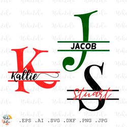 split monogram svg files christmas letters alphabet clipart png cricut stencil templates dxf