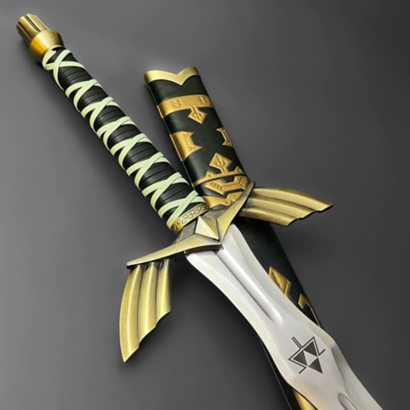 ExperiencetheMagicofZeldaABlackandGoldReplicaSwordwithScabbard 8png