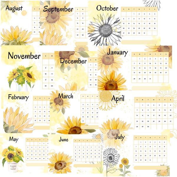 Sunflower Calendar 2025 Printable