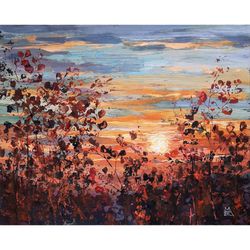 Meadow Grass at Sunset Painting ORIGINAL ART MADE TO ORDER hand painted by artist Marina Chuchko