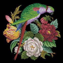 230321 Parrot with a White Peony