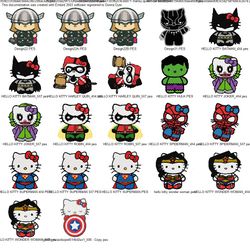 Collection HELLO KITTY SUPER HERO KITTY Embroidery Machine Designs PES JEF HUS DST EXP VIP XXX