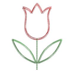 Tulip scribble stitch embroidery design,Tulip embroidery design,Fun embroidery design,INSTANT DOWNLOAD-1378