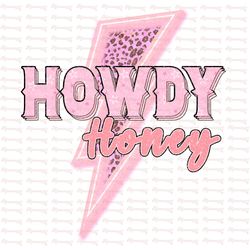 howdy honey cow print neon lightning bolt, western png, retro png, instant download, sublimation design