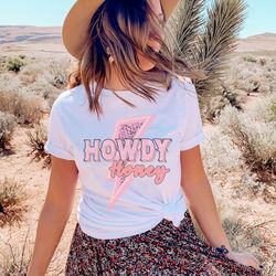 Howdy Honey cow print neon lightning bolt, western png, retro png, instant download, sublimation design