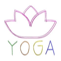 Lotus scribble stitch embroidery design,Lotus embroidery design,Yoga embroidery design,INSTANT DOWNLOAD-1385