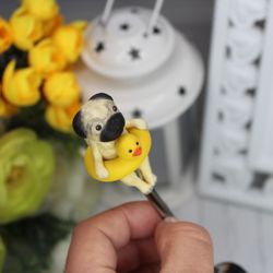 Pug , little dog , spoon with decor, mom's gift, freng gift