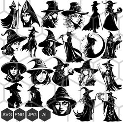 empowered enchantresses: join the coven with our svg and png images of female wizard! wizard svg, magic bundle