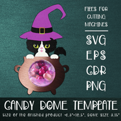 Witch Cat | Halloween Candy Dome Template