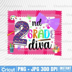 second grade diva png, 2nd grade png, back to school png, first day of school, second grade shirt png file